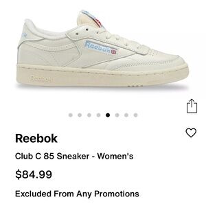 Reebok Women's Club C 85 Sneaker - Cream and Blue